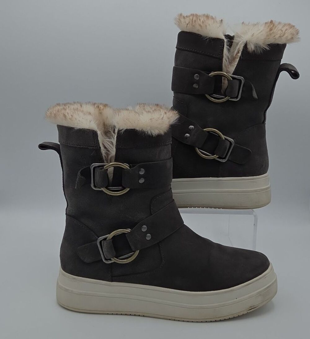 J. Slide nelly platform faux fur suede ankle Boot. Sz US 7 Buckle Waterproof